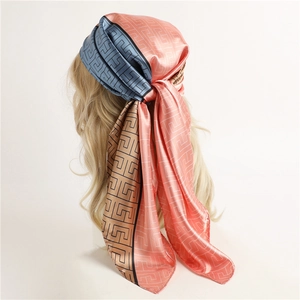 Women Satin Satin Feel Square Scarf Geometric Paisley Print Fashion Headscarf Neck Scarf Versatile Large Wrap