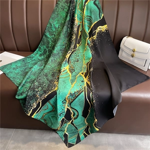 Elegant Satin Square Scarf For Women Leopard Floral Marble Print Large Shawl Wrap Fashionable Head Scarf Neck Accessories