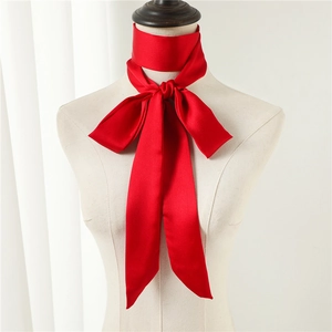 Skinny Satin Scarf Long Narrow Ribbon Satin Like Hair Tie Handbag Wrap For Women Elegant Print Solid Color