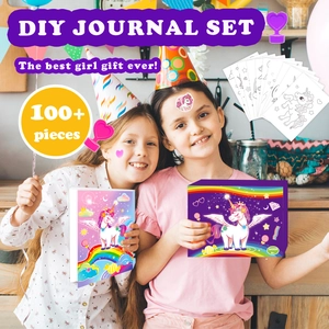 Coffret journal intime licorne violette pour filles avec 100+ autocollants et accessoires