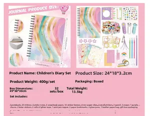 Detailed DIY diary scrapbook kit for kids with stickers and colorful stationery accessories
