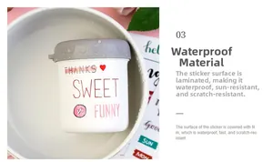 Waterproof vinyl stickers on a cylinder container submerged in water to show durability
