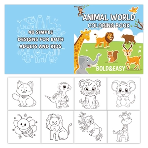 Livre de coloriage Animaux pour enfants avec 40 dessins de dessins animés simples