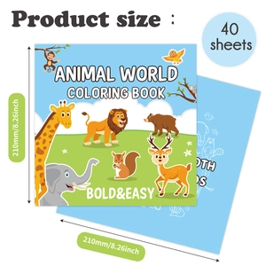 Livre de coloriage animaux pour enfants de 40 feuilles et dimensions 210 mm