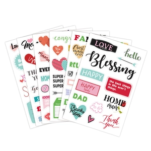 Waterproof vinyl family theme stickers set with blessing quotes for scrapbooking and albums