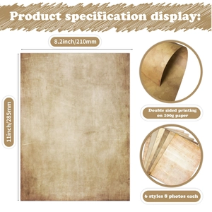 Vintage A4 Scrapbooking-Papier-Set mit 48 Blatt beidseitig bedrucktem Nostalgie-Papier