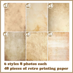 Set aus 48 Blatt Vintage-Briefpapier A4 doppelseitig in 6 antiken Textur-Designs