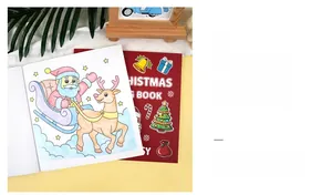 Détail du cahier de coloriage de Noël avec illustrations du Père Noël et des rennes