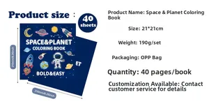 Space-themed coloring book dimensions 21x21cm showing 40 pages of astronaut designs