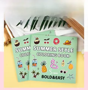 Flat lay of Summer Style bold and easy coloring books with tropical mint green covers