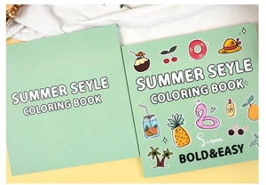 Close-up of Summer Style Coloring Book featuring bold easy tropical illustrations on cover