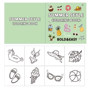Bold and Easy Summer Style Coloring Book for kids with 40 simple hand-drawn doodle pages