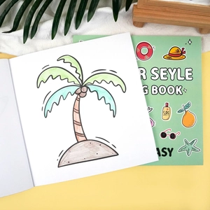 Summer theme coloring book with 40 sheets of cute beach and nature doodles for children