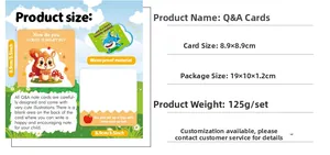 Size chart for 8.9x8.9cm waterproof cartoon lunch box cards with writing area