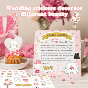 Hochzeit Sticker Set mit Herz und Torte Motiven für DIY Scrapbooking und Dekoration