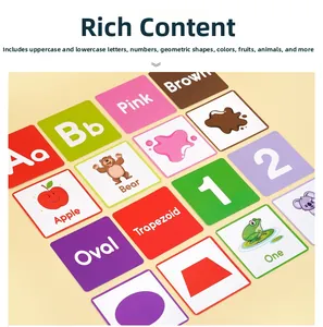 Detailansicht der Lernkarten für Kinder mit Buchstaben, Zahlen, Farben und Tiermotiven