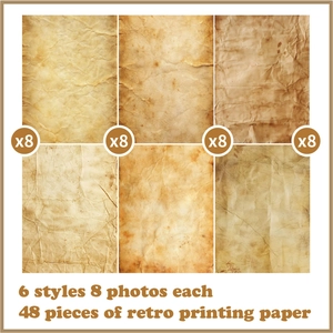 48 feuilles de papier d'art A4 vintage recto-verso en 6 styles rétro pour scrapbooking
