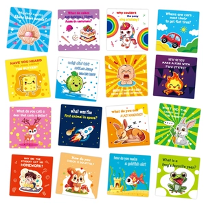 Set van 60 kleurrijke lunchbox-notitiekaarten voor kinderen met grappen en raadsels