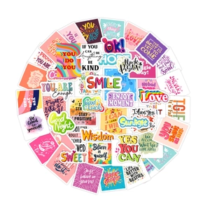 50pcs waterproof vinyl motivational stickers with positive quotes for laptop and luggage