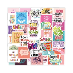 Inspirational Quote Stickers Waterproof Vinyl Decals For Laptop Water Bottle Luggage Scrapbooking Positive Words Colorful