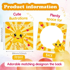 60-pack cute cartoon star lunch box cards with motivational messages for students