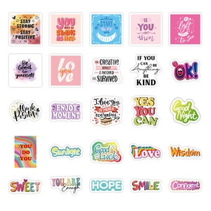 50pcs vinyl waterproof inspirational stickers with motivational quotes for luggage decor