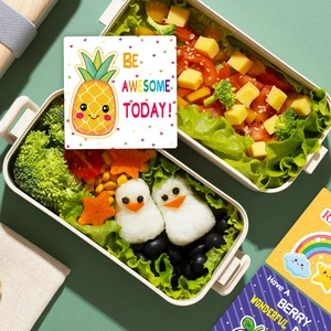 60Pcs cute cartoon lunch box notes with inspirational quotes for student bento boxes