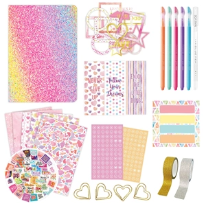 DIY Glitter Scrapbook Kit with Notebook, Pens, Stickers and Tapes for Girls Kids Gifts