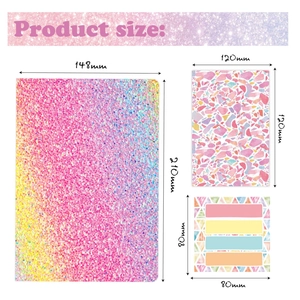 DIY stationery scrapbook set with sequined notebook and stickers for girls gift