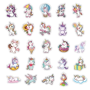 Lot de 50 autocollants de licornes mignonnes aux couleurs pastel pour bagages et déco