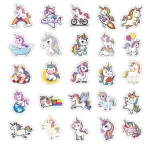 Lot de 50 autocollants licorne arc-en-ciel imperméables pour décorer les bagages