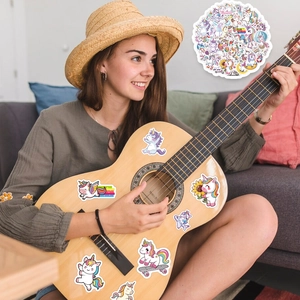 Autocollants licorne arc-en-ciel imperméables pour guitares et valises d'enfants