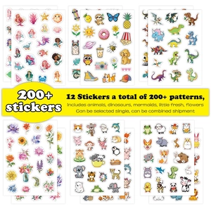 Waterproof Vinyl Cartoon Stickers For Laptop Luggage Guitar Water Bottle Scrapbook Cute Animal Dinosaur Mermaid Decals DIY Decor