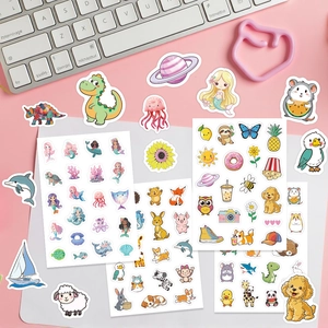 200pcs waterproof cartoon stickers for luggage and guitar with colorful animal themes