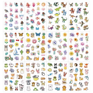 Set of 200 waterproof cartoon stickers with animals and flowers for guitars and luggage