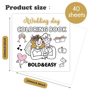 Wedding Day Bold and Easy Coloring Book with 40 sheets of cute hand-drawn illustrations