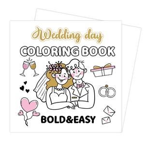 Wedding Day Bold and Easy coloring book for kids with 40 simple cartoon illustrations