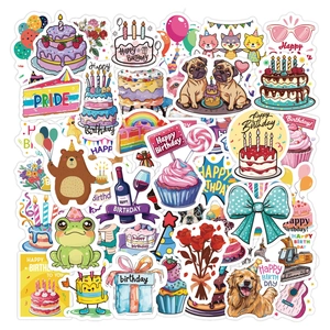 Happy Birthday Stickers PVC Waterproof Cartoon Graffiti Decals For Water Bottle Laptop Scrapbook Party Decoration Novelty