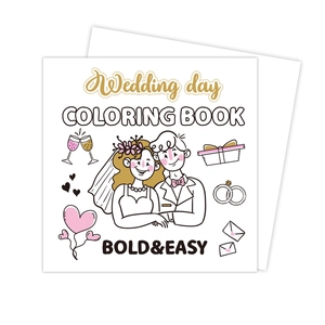 Wedding day coloring book with bold easy lines for kids featuring simple cartoon graphics