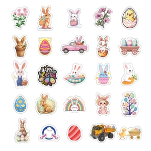 50 Stück niedliche Osterhasen und Eier Aufkleber für DIY Party Dekorationen