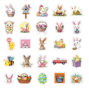 50 niedliche Osterhasen Aufkleber Set für DIY Party Deko und Kindergepäck Verzierung