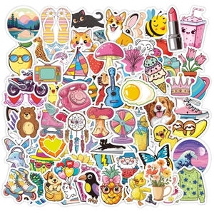 50pcs VSCO summer cartoon waterproof stickers set for water bottle and laptop decoration