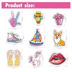 Size guide for 50pcs VSCO summer waterproof stickers with cartoon animal and fashion icons