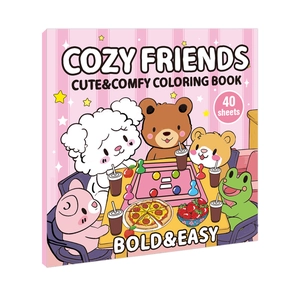 Cozy Friends coloring book with 40 sheets featuring bold and easy cute cartoon animals