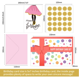 100-piece elegant birthday card set with pink envelope and gold foil sealing stickers
