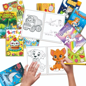 Set de 20 cuadernos de colorear para niños con temas de dinosaurios y unicornios