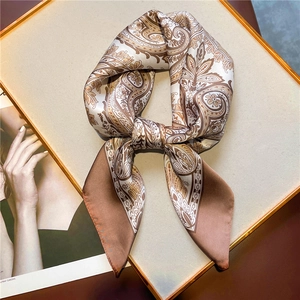 Paisley Print Square Scarf Imitation Satin Polyester Vintage Headscarf Neck Scarf Hair Accessory For Women
