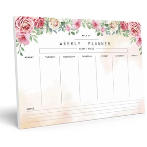 Blumen Wochenplaner Notizblock Undatierter Schreibtisch Zeitplan Organisator Für Büro Schule Zuhause Management Blumenmuster Schreibwaren