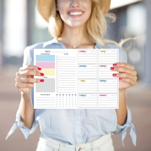 52-sheet colorful weekly planner notepad for time management and habit tracking