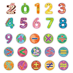 Lot de 50 autocollants éducatifs chiffres et symboles mathématiques pour enfants